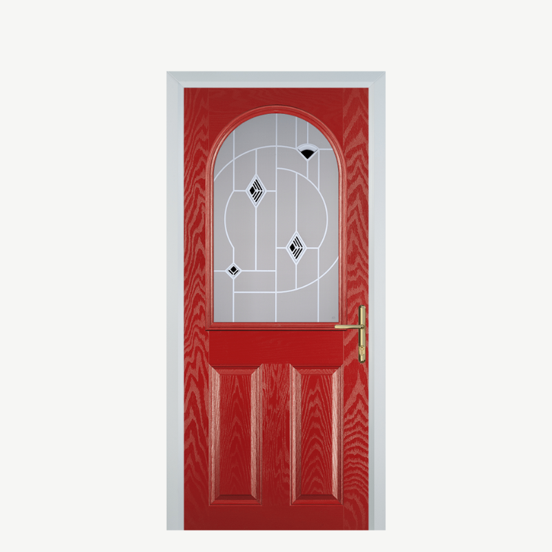 Door E 2 Panel 1 Arch Red Murano Black image 0