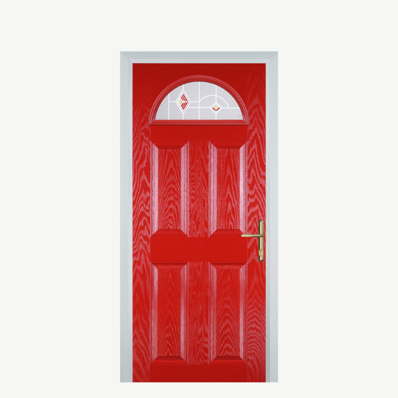 Door D 4 Panel 1 Arch Poppy Red (High Gloss) Murano Red image 0