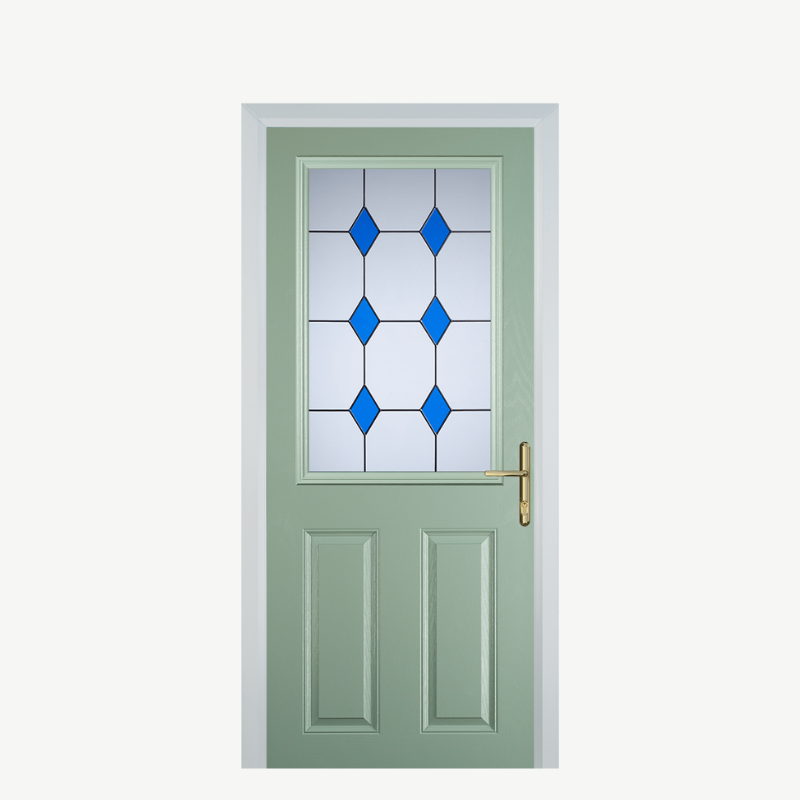 Door F 2 Panel 1 Square Chartwell Green 3 Drop Diamond Blue image 0