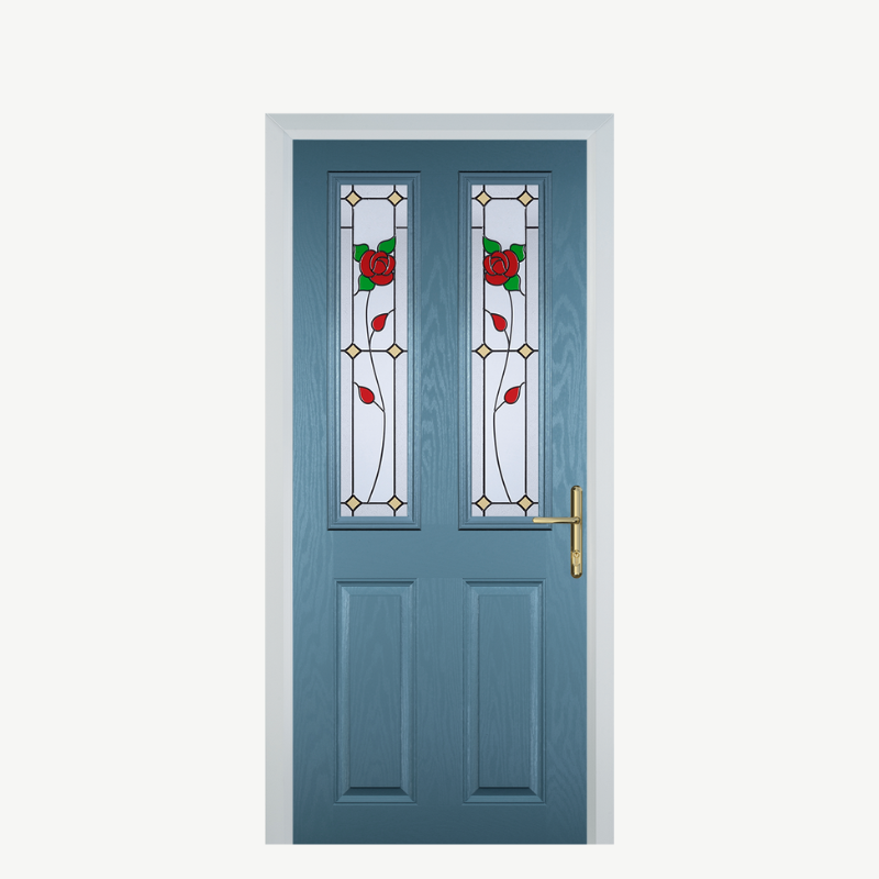 Door C 2 Panel 2 Square Pastel Blue English Rose image 0
