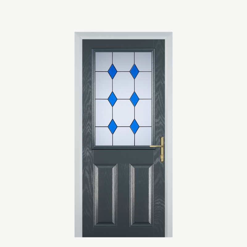 Door F 2 Panel 1 Square Grey 3 Drop Diamond Blue image 0