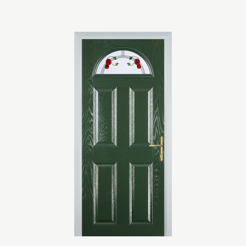 Door D 4 Panel 1 Arch Green Mackintosh Rose image 0