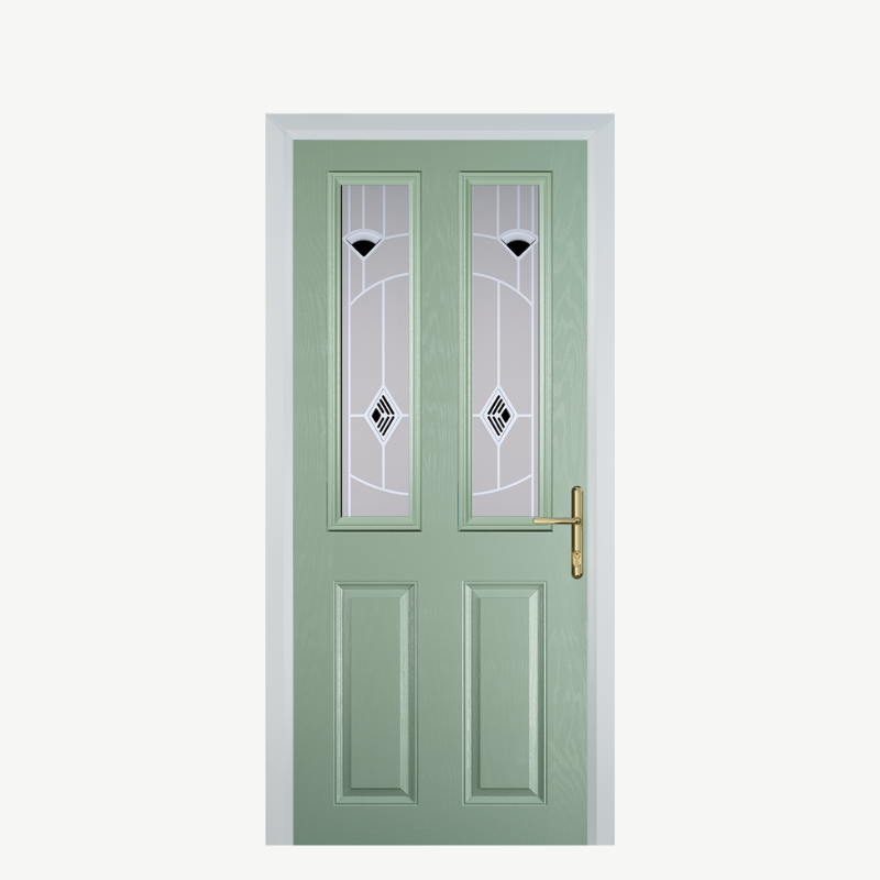 Door C 2 Panel 2 Square Chartwell Green Murano Black image 0