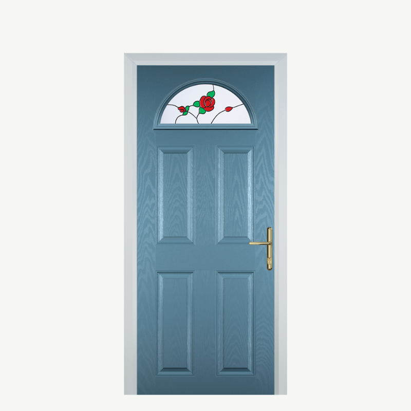 Door D 4 Panel 1 Arch Pastel Blue English Rose image 0