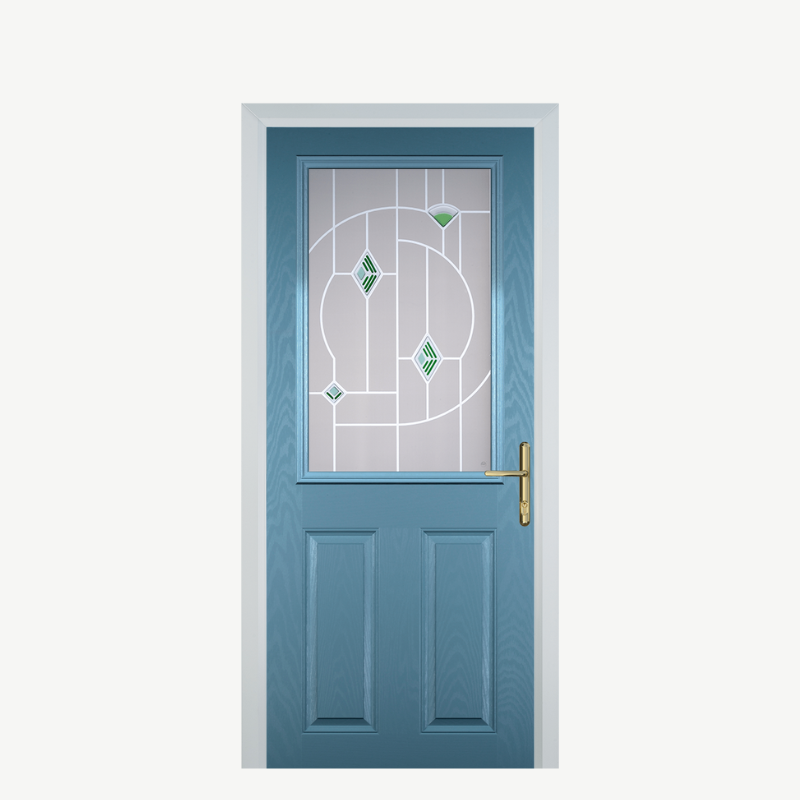 Door F 2 Panel 1 Square Pastel Blue Murano Green image 0