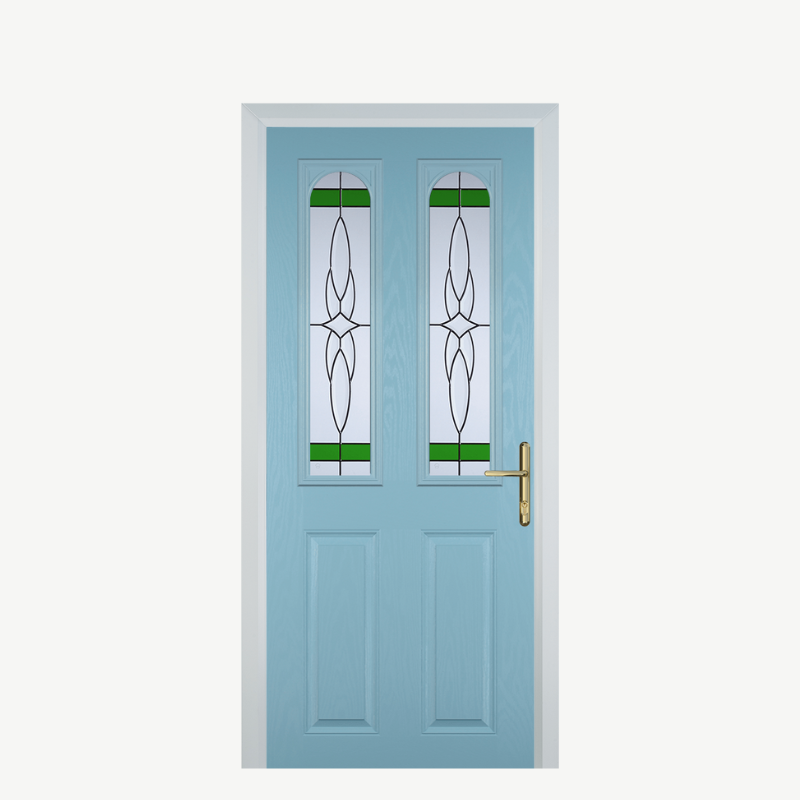 Door A 2 Panel 2 Arch Duck Egg Blue Crystal Harmony Green image 0