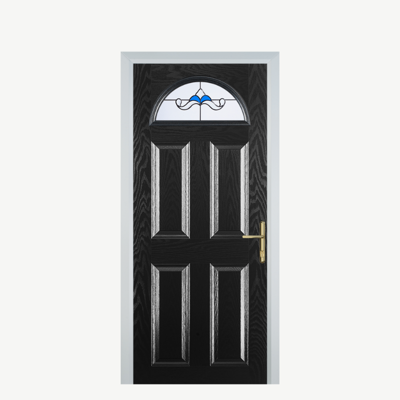 Door D 4 Panel 1 Arch Black Crystal Bohemia Blue image 0