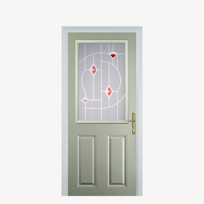 Door F 2 Panel 1 Square Pebble Grey Murano Red image 0