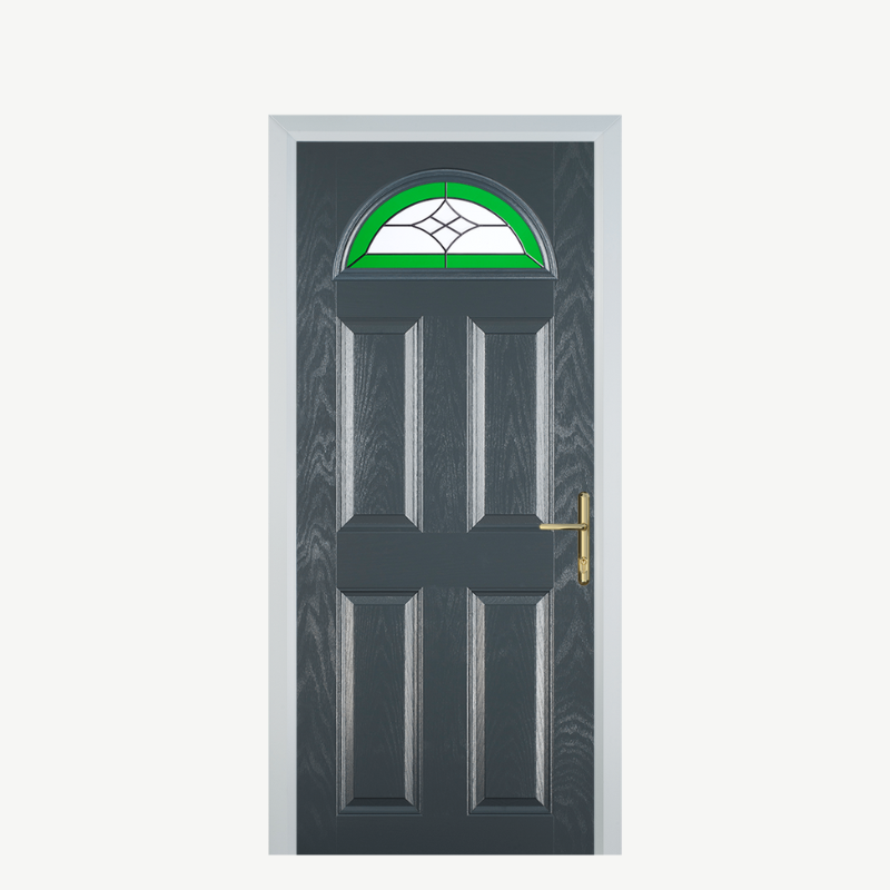 Door D 4 Panel 1 Arch Grey Crystal Harmony Green image 0