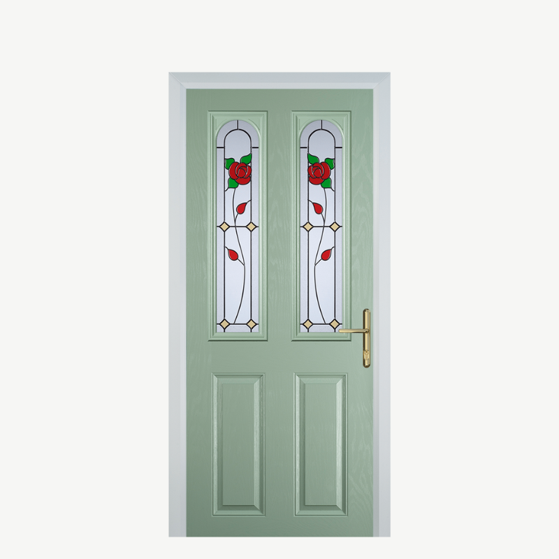 Door A 2 Panel 2 Arch Chartwell Green English Rose image 0
