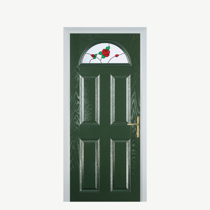 Door D 4 Panel 1 Arch Green English Rose image 0