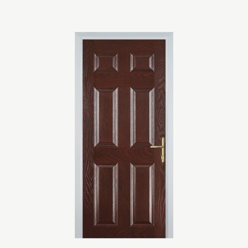 DoorH 6 Panel Dark Wood image 0
