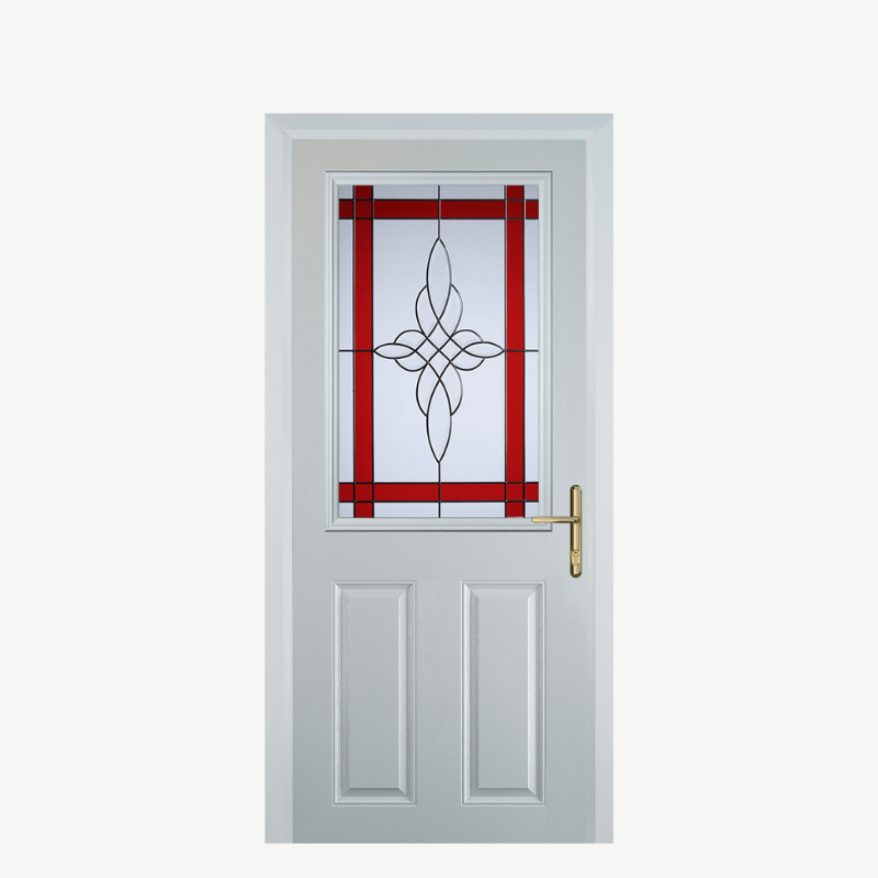 Door F 2 Panel 1 Square White Crystal Harmony Red image 0