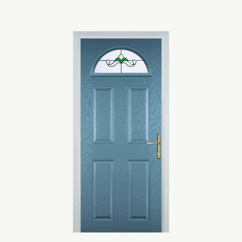 Door D 4 Panel 1 Arch Pastel Blue Crystal Bohemia Green image 0