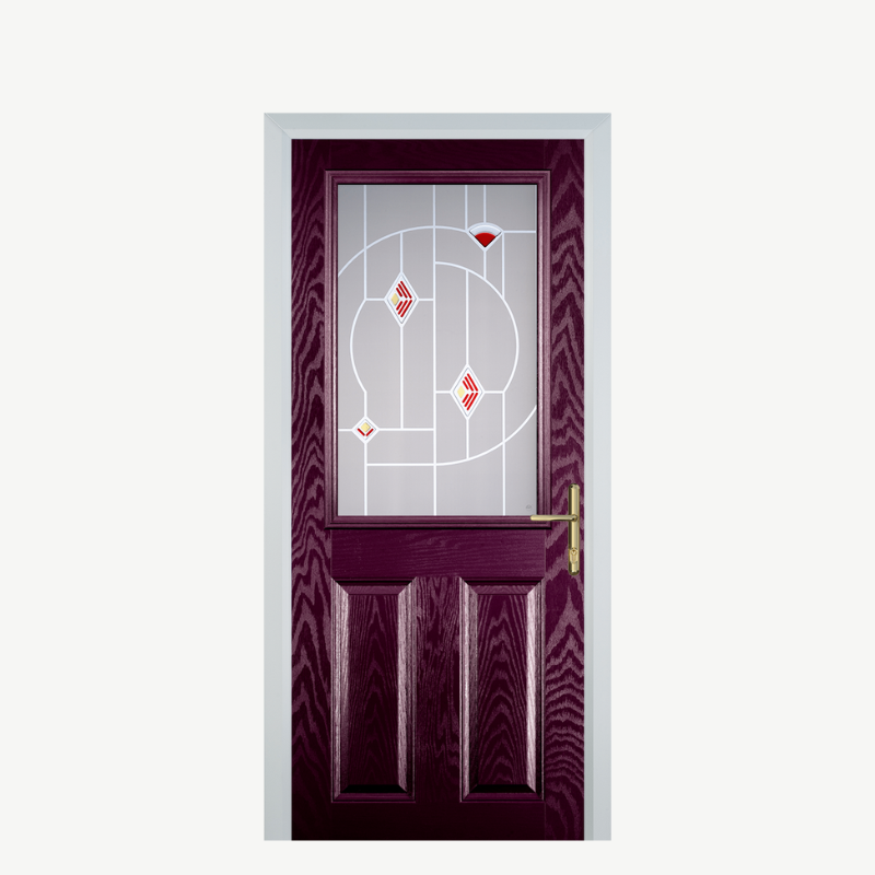 Door F 2 Panel 1 Square Purple Violet Murano Red image 0