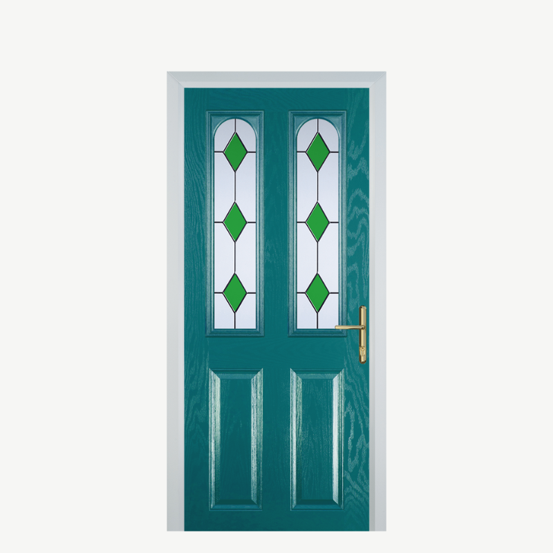 Door A 2 Panel 2 Arch Turquoise Blue 3 Drop Diamond Green image 0