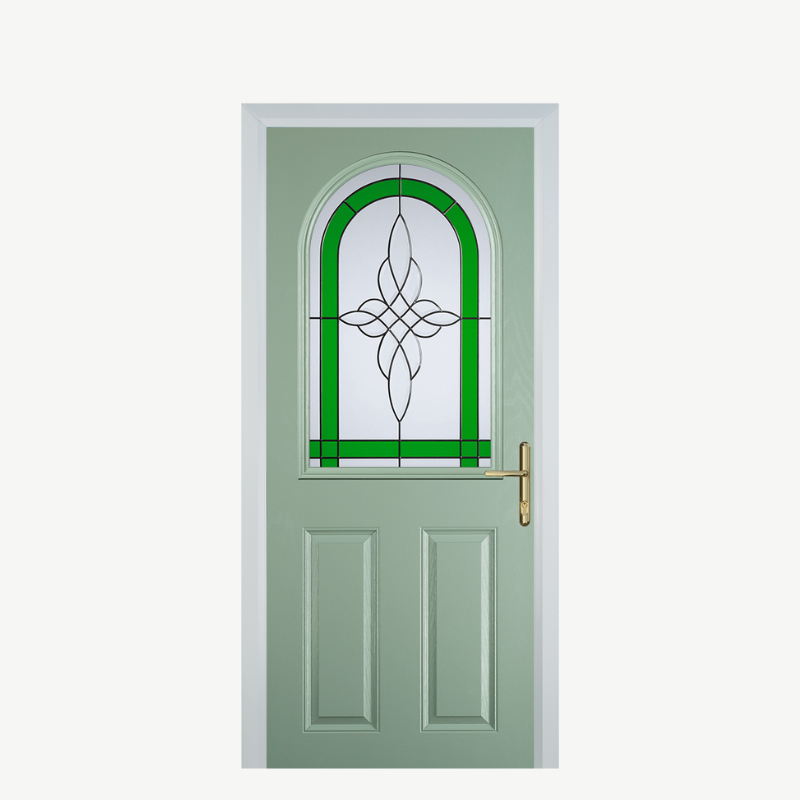 Door E 2 Panel 1 Arch Chartwell Green Crystal Harmony Green image 0