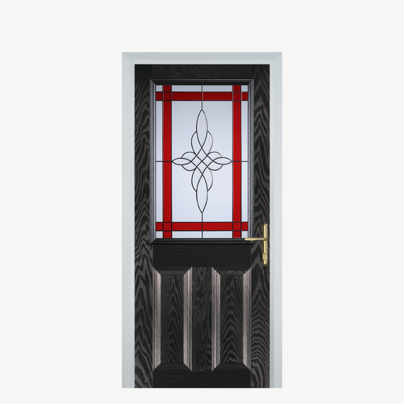 Door F 2 Panel 1 Square Black Brown Crystal Harmony Red image 0