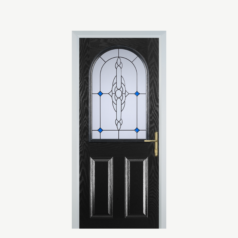 Door E 2 Panel 1 Arch Black Crystal Bohemia Blue image 0
