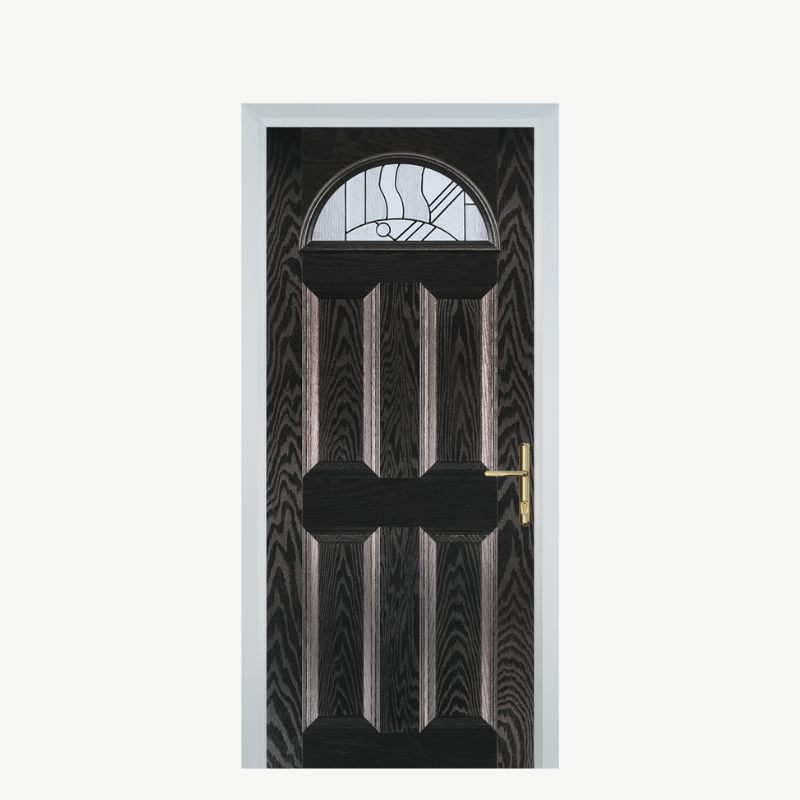 Door D 4 Panel 1 Arch Black Brown Zinc Art Abstract image 0