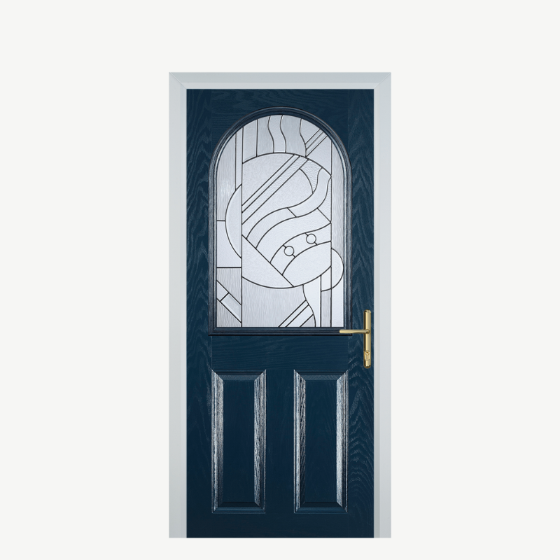 Door E 2 Panel 1 Arch Blue Zinc Art Abstract image 0