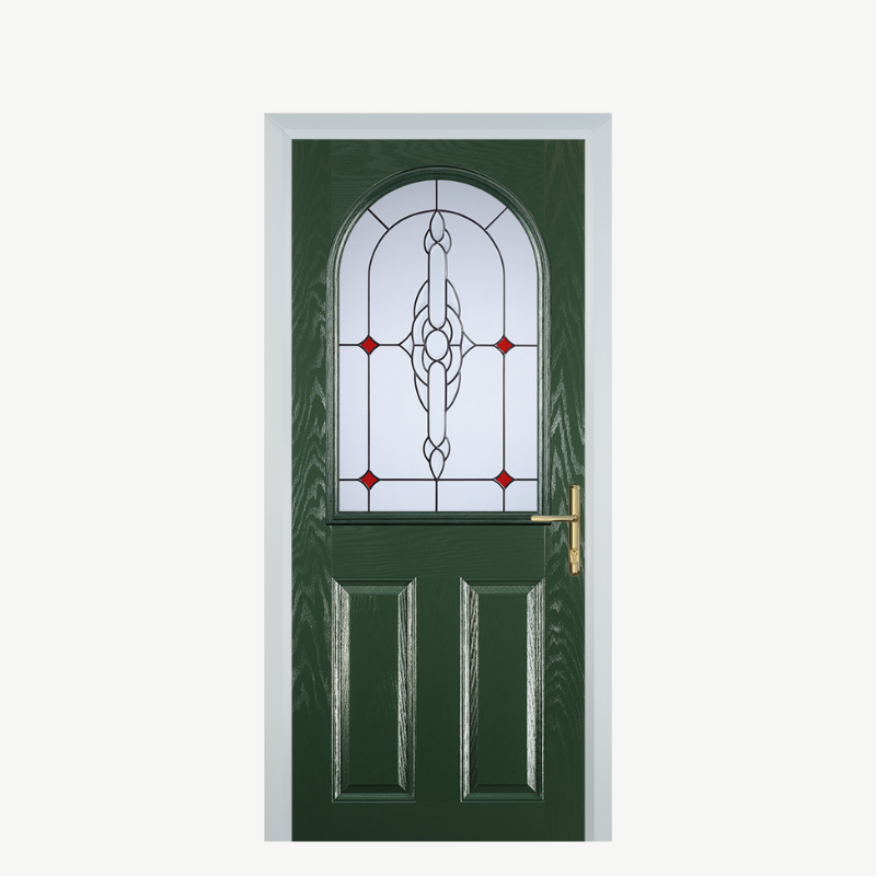 Door E 2 Panel 1 Arch Green Crystal Bohemia Red image 0