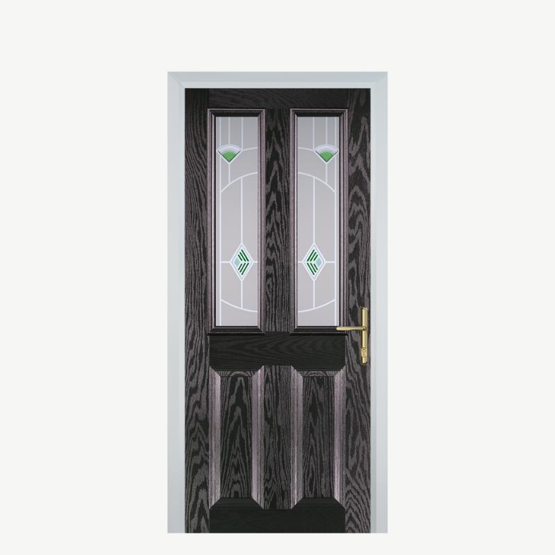 Door C 2 Panel 2 Square Black Brown Murano Green image 0