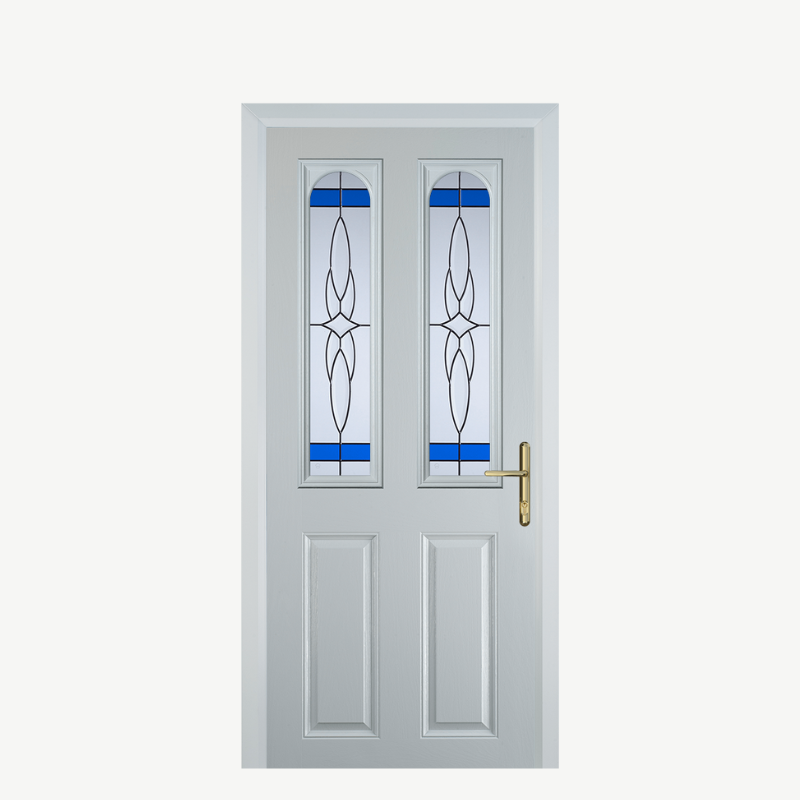 Door C 2 Panel 2 Square White Crystal Harmony Blue image 0
