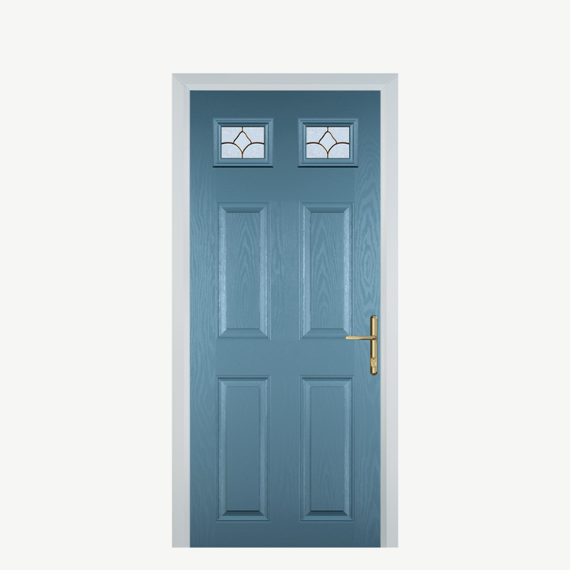 DoorI 4 Panel 2 Square Pastel Blue Brass Art Clarity image 0