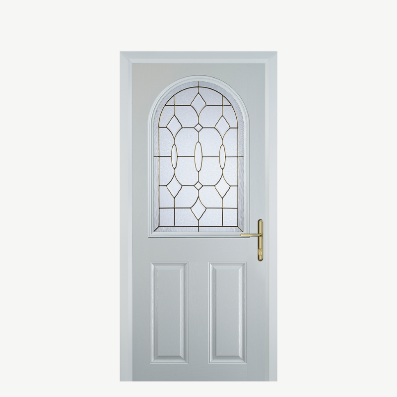 Door E 2 Panel 1 Arch White Brass Art Clarity image 0