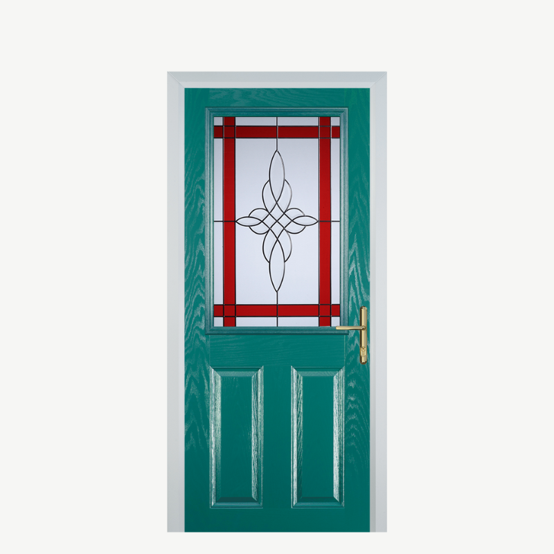 Door F 2 Panel 1 Square Turquoise Blue Crystal Harmony Red image 0