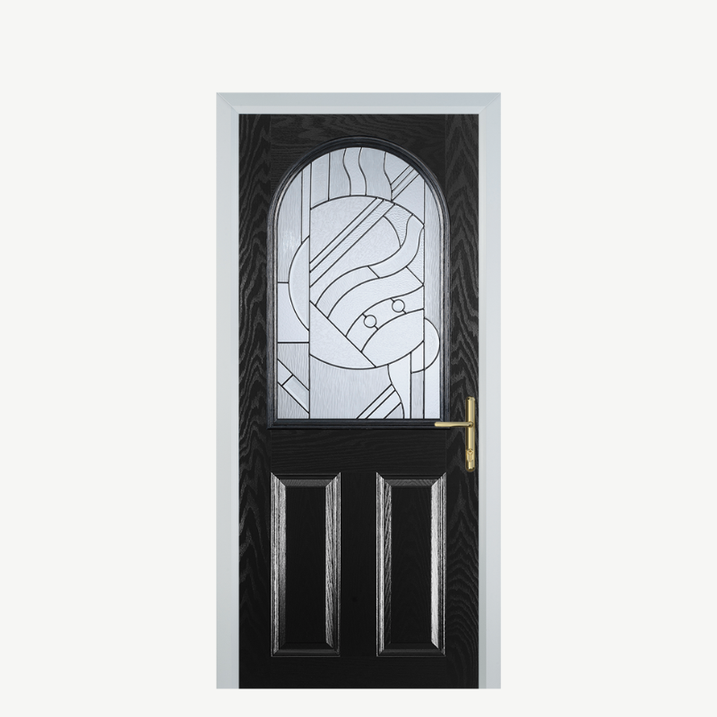 Door E 2 Panel 1 Arch Black Zinc Art Abstract image 0