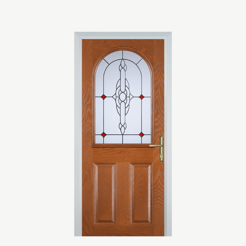 Door E 2 Panel 1 Arch Oak Crystal Bohemia Red image 0