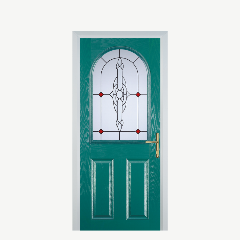 Door E 2 Panel 1 Arch Turquoise Blue Crystal Bohemia Red image 0