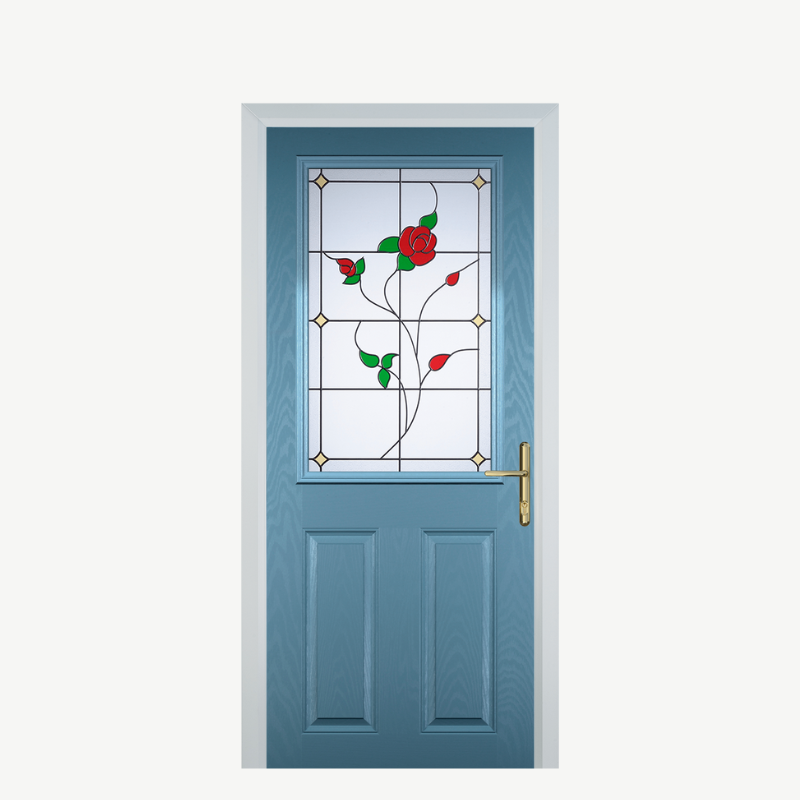 Door F 2 Panel 1 Square Pastel Blue English Rose image 0