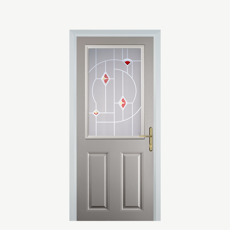 Door F 2 Panel 1 Square Agate Grey Murano Red image 0