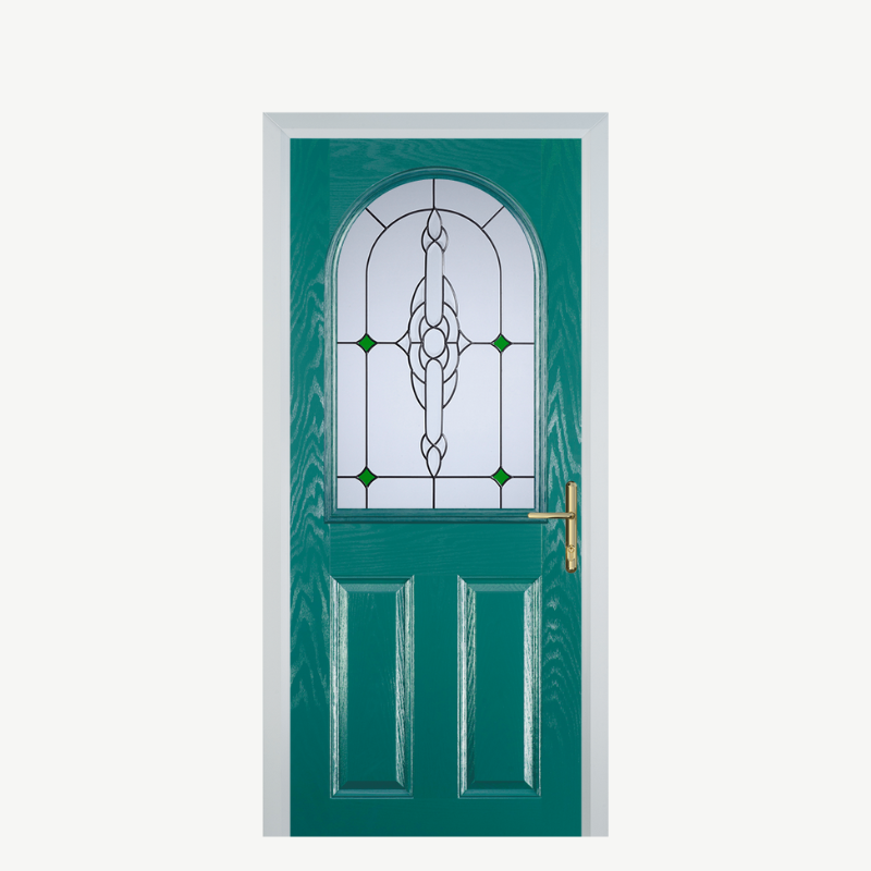 Door E 2 Panel 1 Arch Turquoise Blue Crystal Bohemia Green image 0