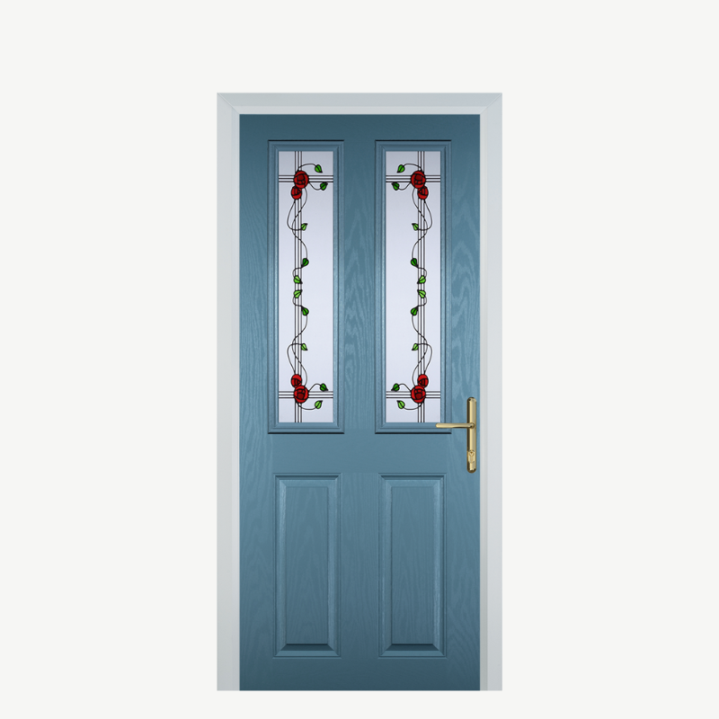 Door C 2 Panel 2 Square Pastel Blue Mackintosh Rose image 0