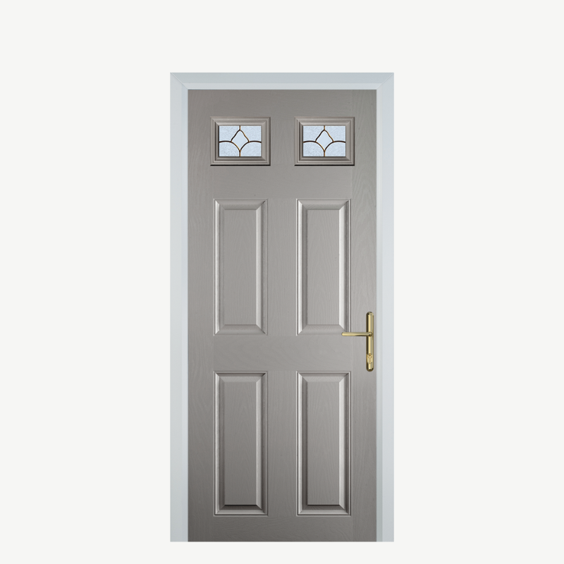 DoorI 4 Panel 2 Square Agate Grey Brass Art Clarity image 0