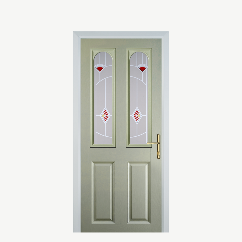 Door A 2 Panel 2 Arch Pebble Grey Murano Red image 0