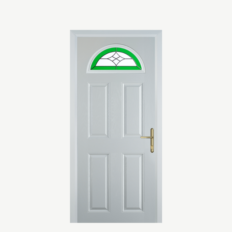 Door D 4 Panel 1 Arch White Crystal Harmony Green image 0