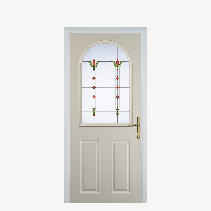 Door E 2 Panel 1 Arch Cream Fleur image 0