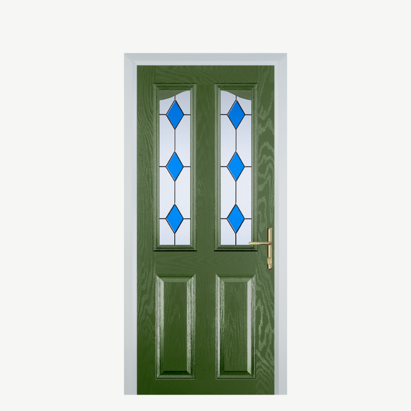 Door B 2 Panel 2 Angle Fern Green 3 Drop Diamond Blue image 0