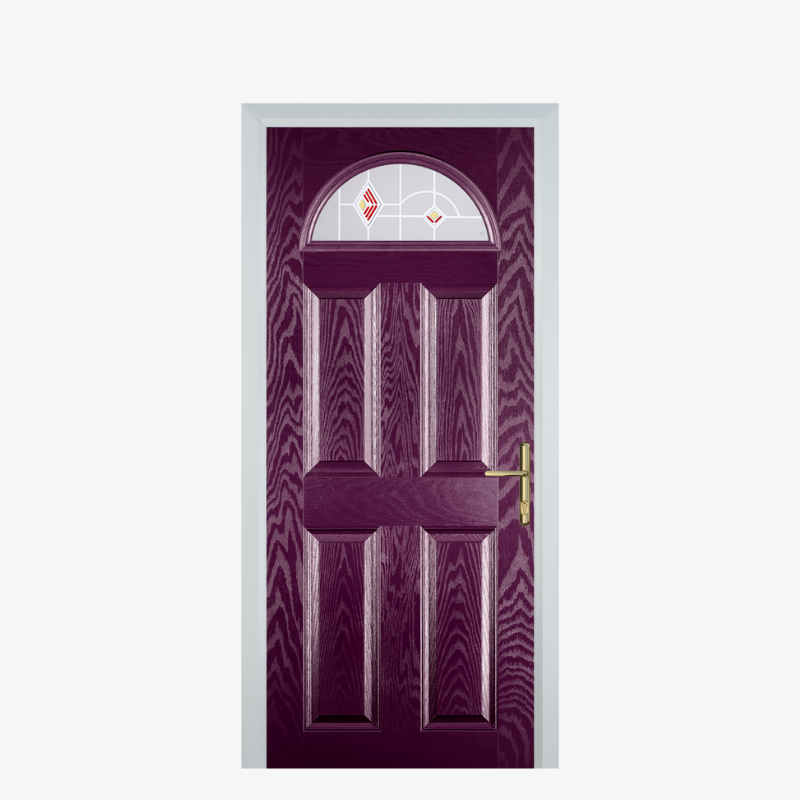 Door D 4 Panel 1 Arch Purple Violet Murano Red image 0