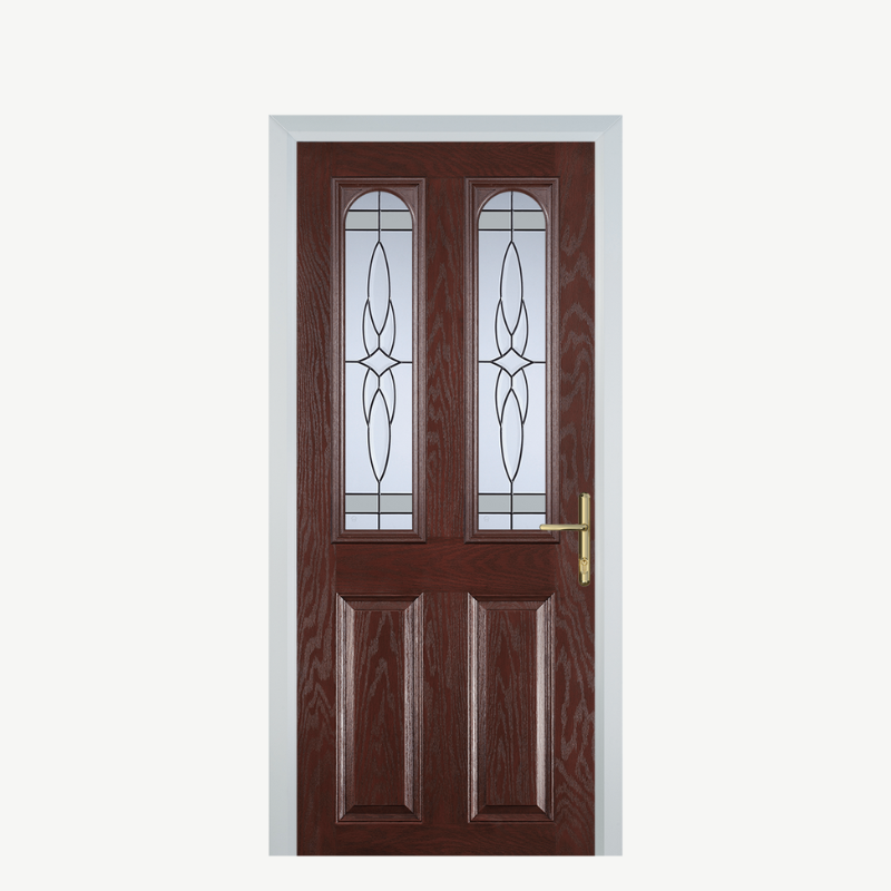 Door A 2 Panel 2 Arch Dark Wood Crystal Harmony Frost image 0