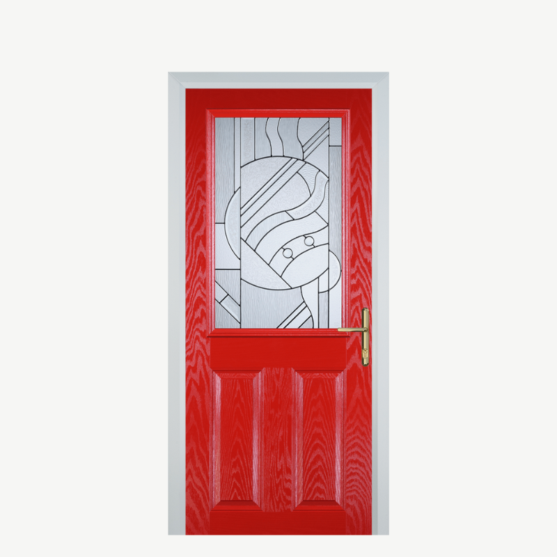 Door F 2 Panel 1 Square Poppy Red (High Gloss) Zinc Art Abstract image 0