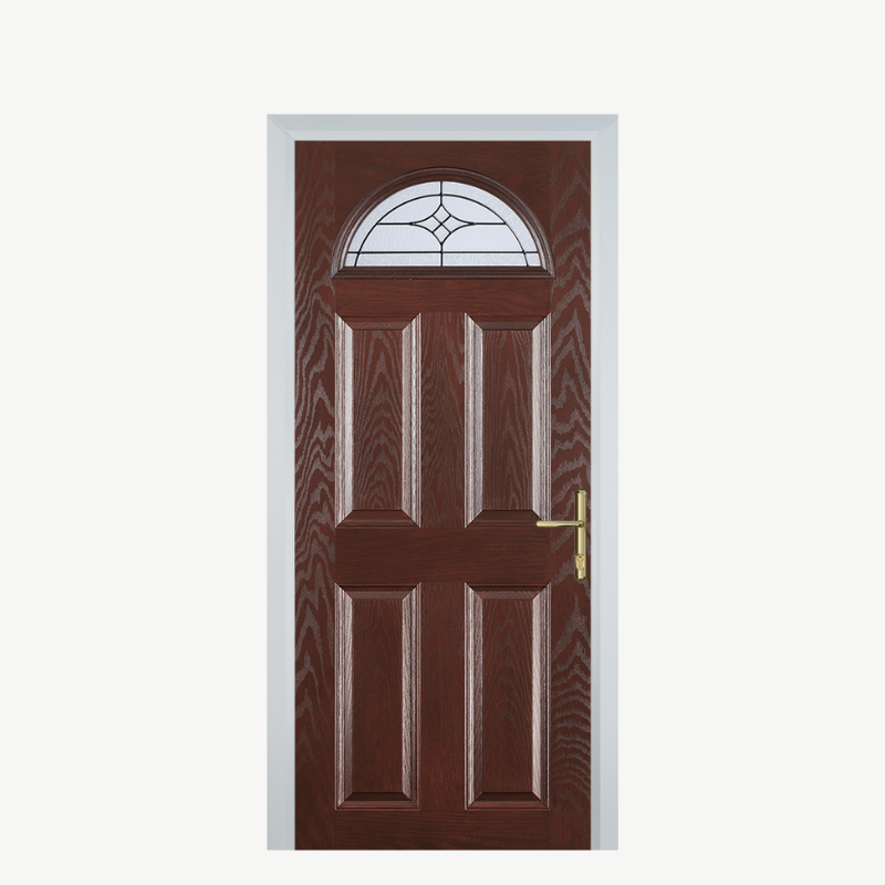 Door D 4 Panel 1 Arch Dark Wood Zinc Art Elegance image 0