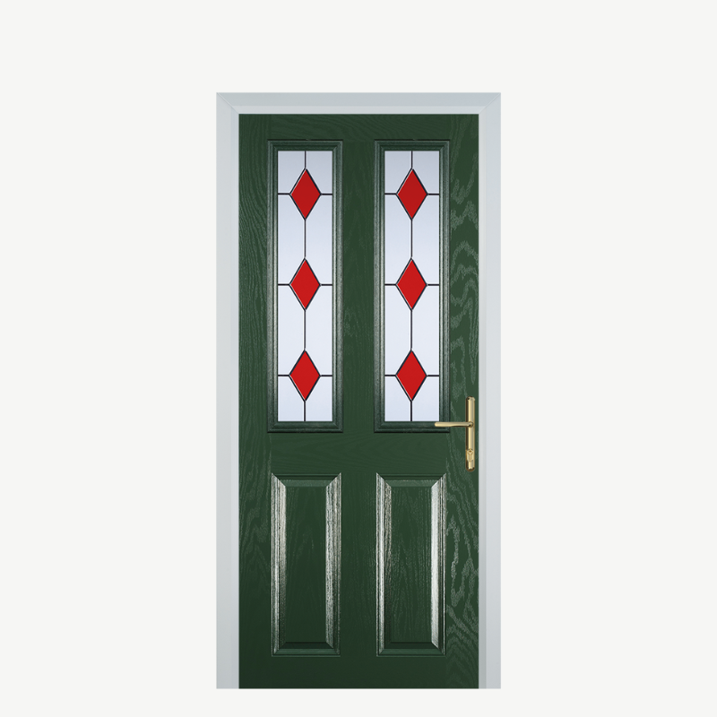 Door C 2 Panel 2 Square Green 3 Drop Diamond Red image 0