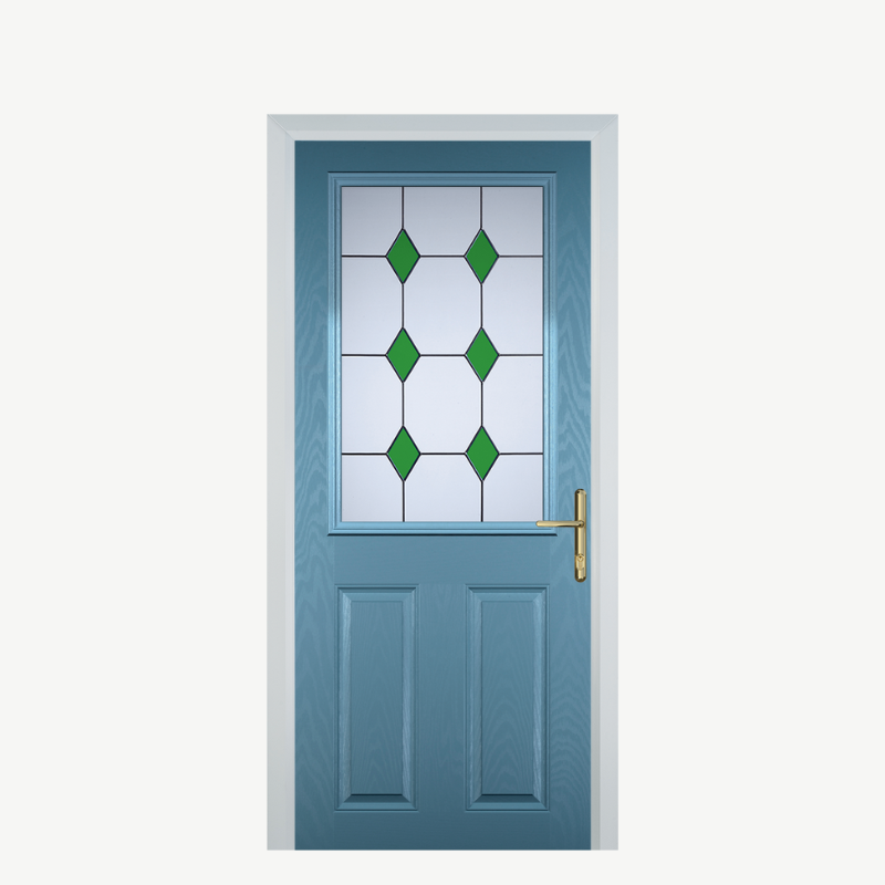 Door F 2 Panel 1 Square Pastel Blue 3 Drop Diamond Green image 0