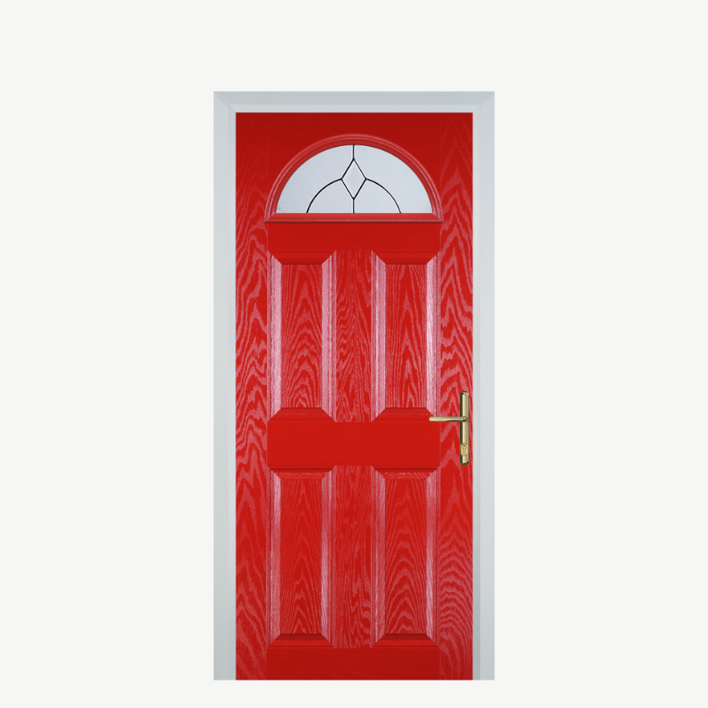 Door D 4 Panel 1 Arch Poppy Red (High Gloss) Classic image 0